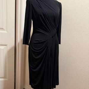 Maggy London Black Long Sleeve Draped Dress
